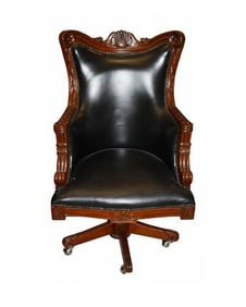 MAHOGANY AND LEATHER DESK CHAIR