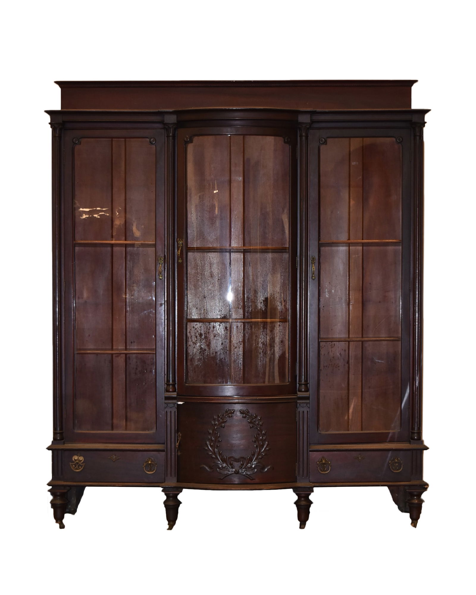 MID CENTURY 3 DOORS DISPLAY CABINET (1 of 1)