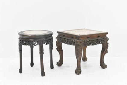 SET OF 2 PCS CARVED CHINESE STANDS