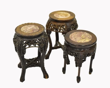 SET OF 3 PCS CARVED CHINESE STANDS