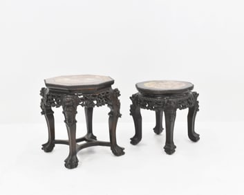 SET OF 2 PCS CARVED CHINESE STANDS