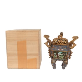 EXQUISITE CLOISONNE INCENSE BURNER