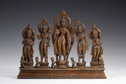 BRONZE STATUES OF FIVE TATHAGATAS