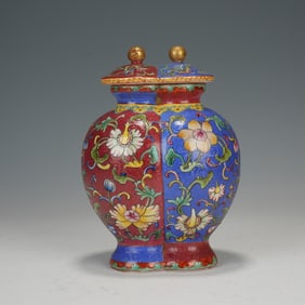 A FAMILLE ROSE DOUBLE - CONNECTED VASE