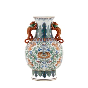 CHINESE FAMILLE ROSE AMPHORA BALUSTER VASE