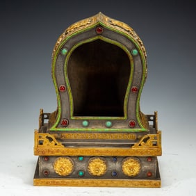 A METAL BUDDHIST SHRINE