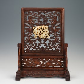 HUANGHUALI WOOD - INLAID JADE TABLE SCREEN