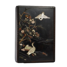 EXQUISITE LACQUERWARE BOX INLAID WITH MOTHER - OF - PEARL