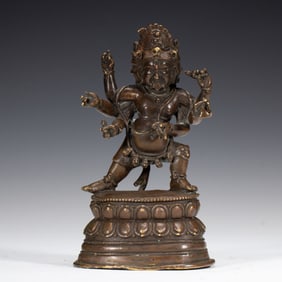 ALLOY - COPPER STATUE OF SIX - ARMED MAHAKALA