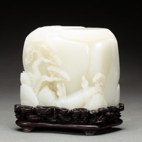 A JADE - CARVED LANDSCAPE ORNAMENT