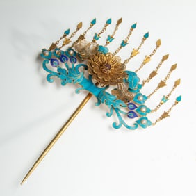 SILVER - GILDED DIANCUI FLORAL HAIRPIN
