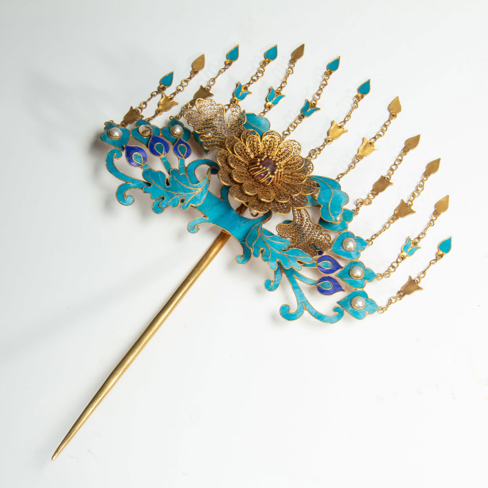 SILVER - GILDED DIANCUI FLORAL HAIRPIN (1 of 9)