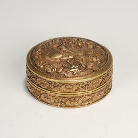 A GILDED BRONZE ROUND BOX