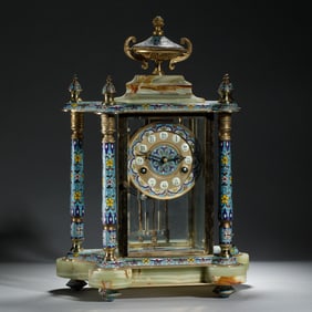 EXQUISITE CLOISONNE TABLE CLOCK
