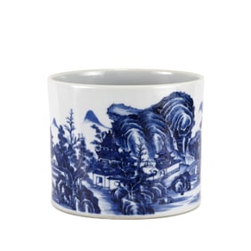 QING YONGZHENG BLUE & WHITE BRUSH HOLDER