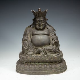 A BRONZE MAITREYA BUDDHA STATUE