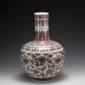QING QIANLONG UNDERGLAZE RED CELESTIAL VASE