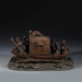 IMMORTALS & BOAT CHENXIANG AGARWOOD ORNAMENT