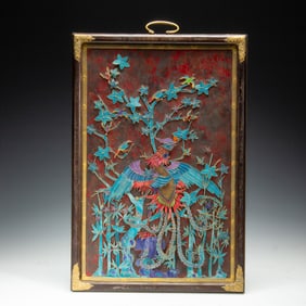 SILVER GILDED PHOENIX HANGING PANEL