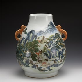 QING QIANLONG HUNDRED DEER ZUN VASE