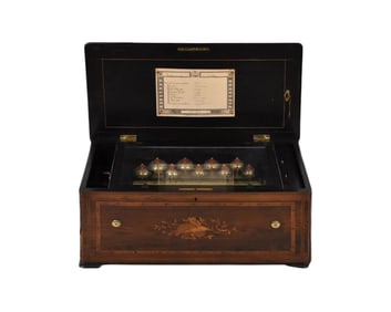 VICTORIAN SWISS CYLINDER MUSIC BOX.