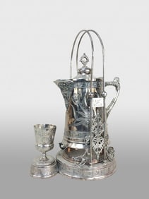 LATE 19TH C. SILVER PLATE COFFEE URN WITH TULIP MOTIF