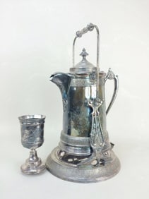 LATE 19TH C. SILVER PLATE COFFEE URN WITH FLORAL MOTIF