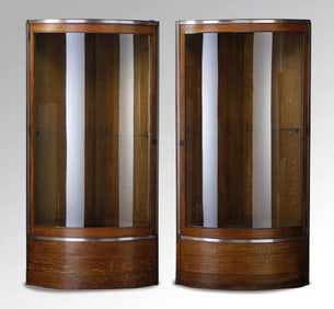 (2) EARLY 20TH C. ART DECO STYLE CORNER CABINETS
