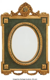 A LARGE LOUIS XVI-STYLE CARVED, PAINTED, AND GILT