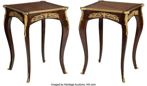 A PAIR OF LOUIS XVI-STYLE MAHOGANY, PARQUETRY, A