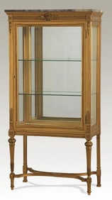 19TH C. FRENCH MARBLE TOP VITRINE, 59"H