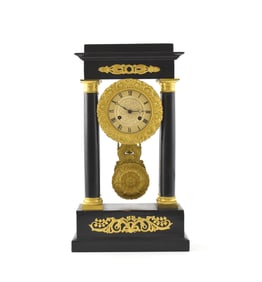 1860, NAPOLEON III EBONIZED WOOD GILT BRONZE CLOCK