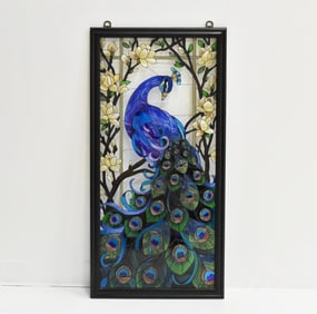 TIFFANY STYLE STAINED GLASS, PEACOCK
