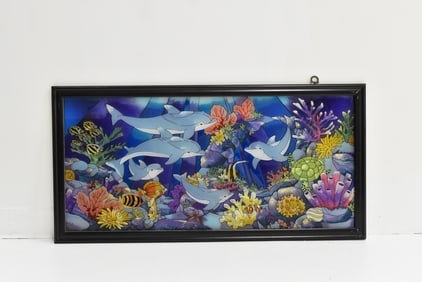 TIFFANY STYLE STAINED GLASS, DOLPHINS