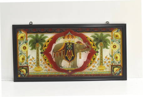 TIFFANY STYLE STAINED GLASS, ELEPHANT: TIFFANY STYLE STAINED GLASS, ELEPHANT Dimension: 20"H x 20"L