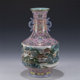 QING QIANLONG FAMILLE ROSE VASE