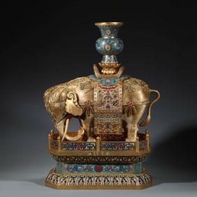 GILT BRONZE CLOISONNE TAIPING ELEPHANT