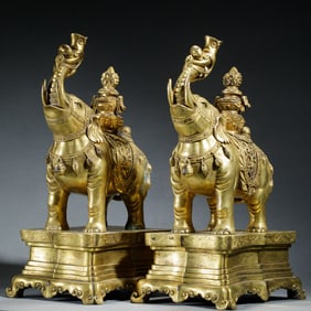GILDED BRONZE ELEPHANT ORNAMENTS