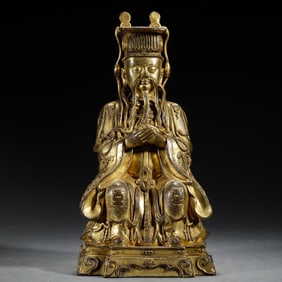 GILDED BRONZE STATUE OF WENCHANG GOD