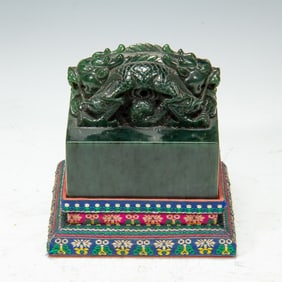 JASPER SEAL WITH CARVED DRAGON KNOB