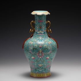 QING QIANLONG FAMILLE ROSE AMPHORA VASE