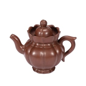 RIB - PATTERNED PURPLE CLAY TEAPOT