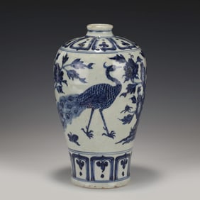 MING BLUE & WHITE PLUM JAR