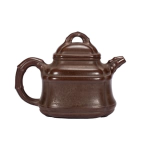 BAMBOO - INSPIRED RIB - PATTERNED PURPLE CLAY TEAPOT