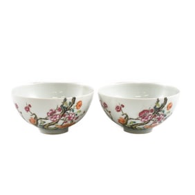 PR. YONGZHENG FAMILLE ROSE FLORAL BOWLS