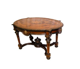 ROSEWOOD & SATINWOOD INLAID CENTER TABLE