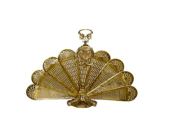 ANTIQUE EXPANDABLE PEACOCK FIRESCREEN