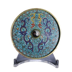 CLOISONNE ENAMEL BRONZE MIRROR