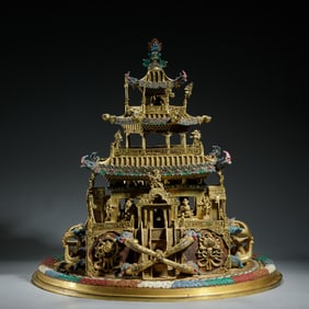 GILT - BRONZE PAINTED DHARMA PROTECTOR MANDALA