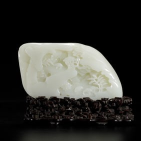 WHITE JADE CARVING WITH LANDSCAPE